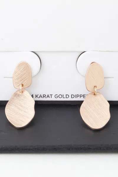Fashnzfab Abstract Double Engraved Drop Earrings In Gold