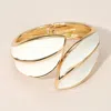 Fashnzfab Abstract Enamel Leaf Statement Bangle Bracelet In White