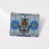 Fashnzfab Abstract Evil Eye Hamsa Hand Printed Mini Pouch Bag In Blue