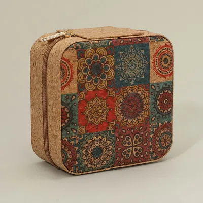 Fashnzfab Abstract Floral Printed Square Portable Jewelry Organizer Box