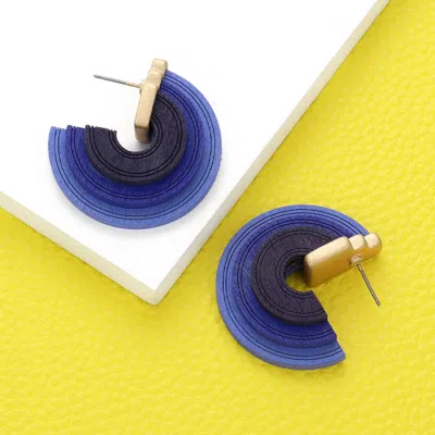 Fashnzfab Abstract Hoop Round Earrings - Blue