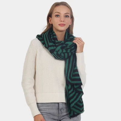 Fashnzfab Abstract Lined Oblong Scarf In Green