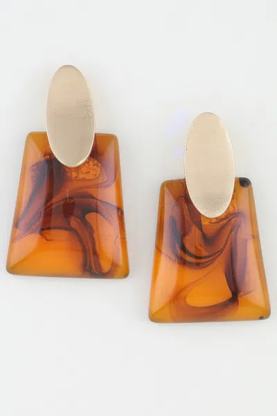 Fashnzfab Abstract Marble Stone Fashion Earrings In Brown