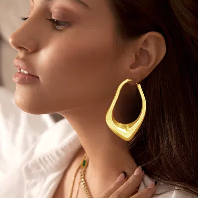 Fashnzfab Abstract Matte Metal Hoop Earrings In Gold