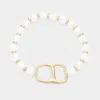 Fashnzfab Abstract Metal Accented Faceted Beaded Stretch Bracelet White In White