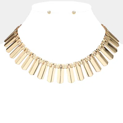 Fashnzfab Abstract Metal Bar Collar Necklace In Gold