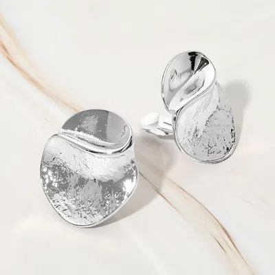 Fashnzfab Abstract Metal Disc Clip On Earrings In Metallic