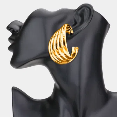 Fashnzfab Abstract Metal Earrings - Gold