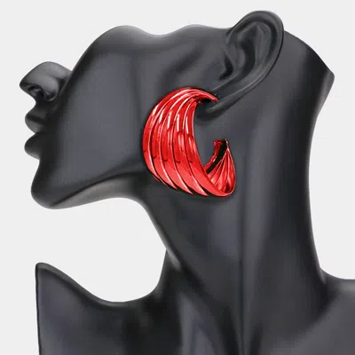 Fashnzfab Abstract Metal Earrings - Red