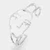 Fashnzfab Abstract Metal Face Cuff Bracelet Silver In Metallic