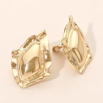 Fashnzfab Abstract Metal Frame Clip On Earrings In Gold