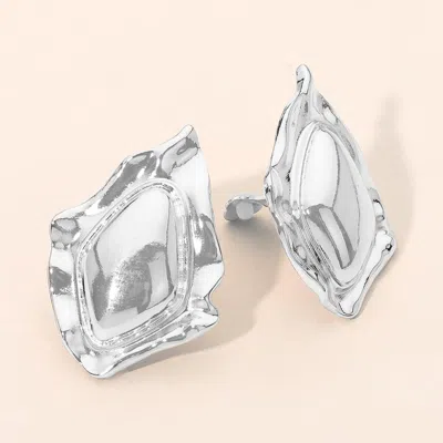 Fashnzfab Abstract Metal Frame Clip On Earrings In Multi