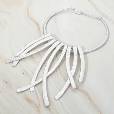 Fashnzfab Abstract Metal Fringe Statement Collar Necklace In Metallic