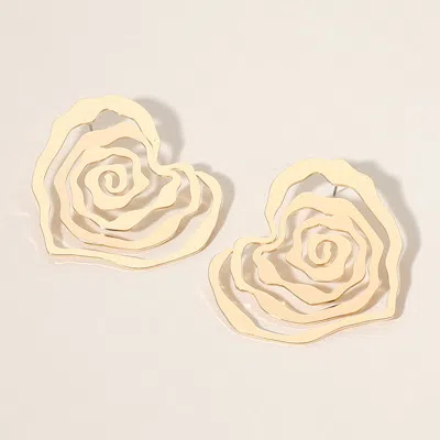 Fashnzfab Abstract Metal Heart Swirl Earrings In Gold