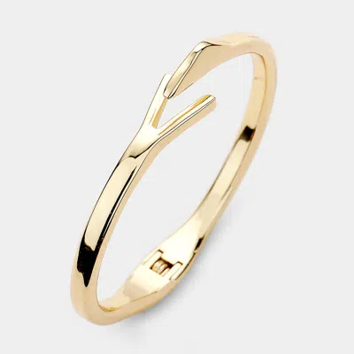 Fashnzfab Abstract Metal Hinged Bangle Bracelet Gold