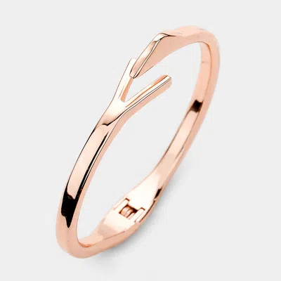 Fashnzfab Abstract Metal Hinged Bangle Bracelet Rose Gold In Multi