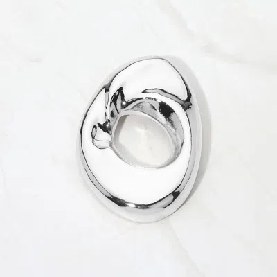Fashnzfab Abstract Metal Hollow Circle Pin Brooch In Silver