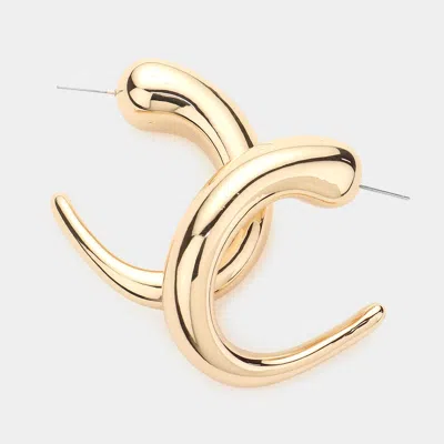 Fashnzfab Abstract Metal Hoop Earrings - Gold