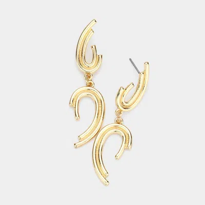 Fashnzfab Abstract Metal Link Dangle Earrings - Gold