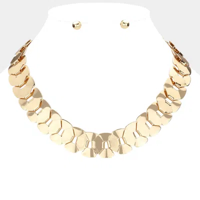 Fashnzfab Abstract Metal Link Necklace In Gold
