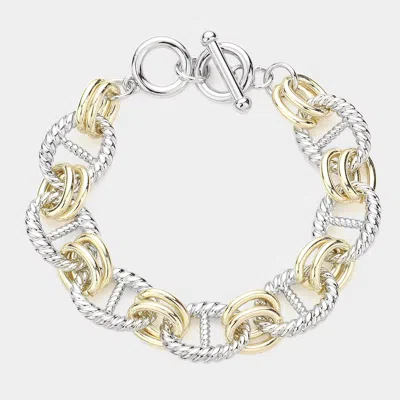 Fashnzfab Abstract Metal Link Toggle Bracelet In Metallic