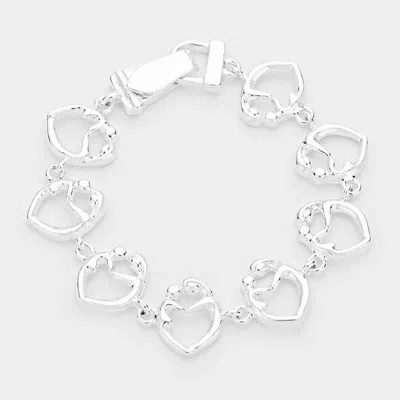 Fashnzfab Abstract Metal Linked Magnetic Bracelet Silver