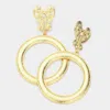 Fashnzfab Abstract Metal Open Circle Link Dangle Earrings In Gold