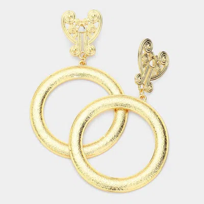 Fashnzfab Abstract Metal Open Circle Link Dangle Earrings In Gold