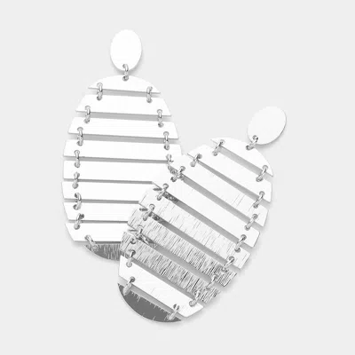 Fashnzfab Abstract Metal Oval Link Dangle Earrings - Rhodium In Metallic
