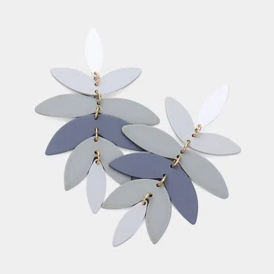 Fashnzfab Abstract Metal Plate Leaf Link Earrings - Gray In Multi