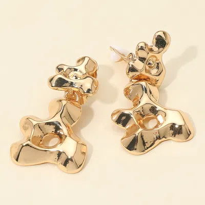 Fashnzfab Abstract Metal Sculptural Drop Dangle Clip On Earrings In Gold