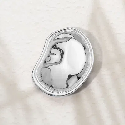 Fashnzfab Abstract Metal Statement Pin Brooch In Silver