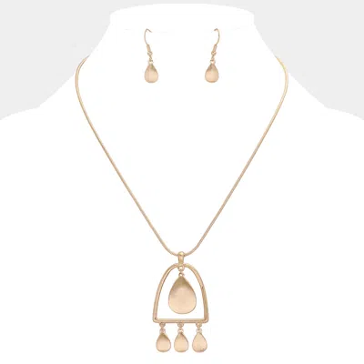 Fashnzfab Abstract Metal Teardrop Dangle Pendant Necklace In Green
