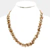 Fashnzfab Abstract Metal Wood Cluster Suede Necklace In Gold