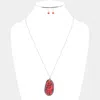 Fashnzfab Abstract Natural Stone Pendant Necklace In Red