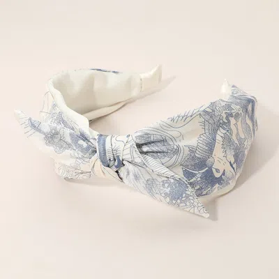 Fashnzfab Abstract Nature Printed Knot Headband In Blue