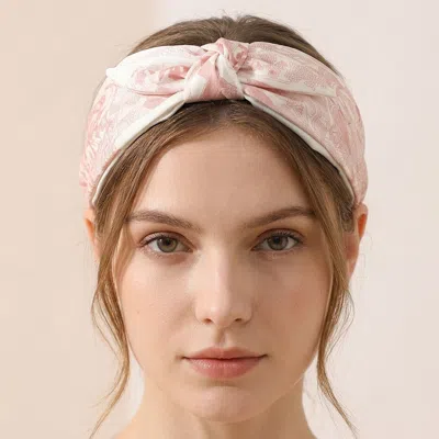 Fashnzfab Abstract Nature Printed Knot Headband In Pink