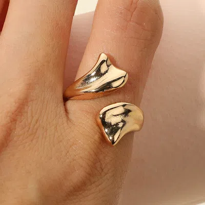 Fashnzfab Abstract Open Adjustable Stainless Steel Ring In Gold