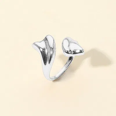 Fashnzfab Abstract Open Adjustable Stainless Steel Ring In Metallic