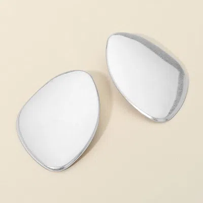 Fashnzfab Abstract Organic Shape Metal Plate Statement Earrings Matte Silver