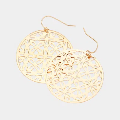 Fashnzfab Abstract Pattern Circle Metal Filigree Dangle Earrings In Gold