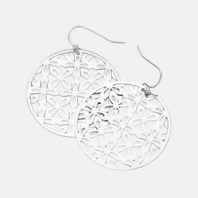 Fashnzfab Abstract Pattern Circle Metal Filigree Dangle Earrings In Multi