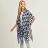 Fashnzfab Abstract Pattern Print Cover Up Kimono Poncho In Multi