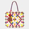 Fashnzfab Abstract Patterned Pom-tassel Tote Bag In Multi
