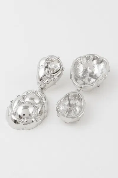 Fashnzfab Abstract Pearl Shell Earrings In Silver