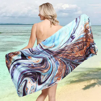 Fashnzfab Abstract Print Beach Towel And Tote Bag In Blue