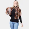 Fashnzfab Abstract Print Scarf In Brown