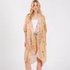 Fashnzfab Abstract Print Silky Feel Kimono Poncho In Multi