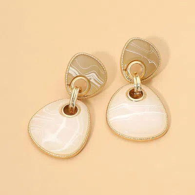 Fashnzfab Abstract Resin Drop Earrings In Silver