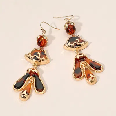 Fashnzfab Abstract Sculpted Dop Earrings In Brown